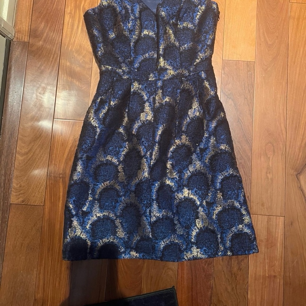 Elegant Blue and Gold Dress